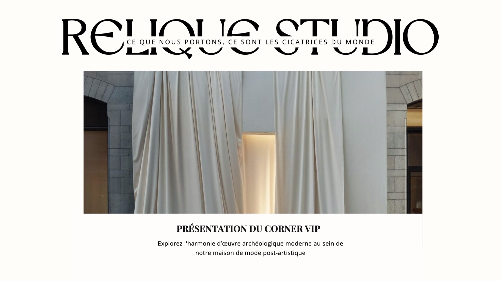 RELIQUE, première page du dossier Corner VIP